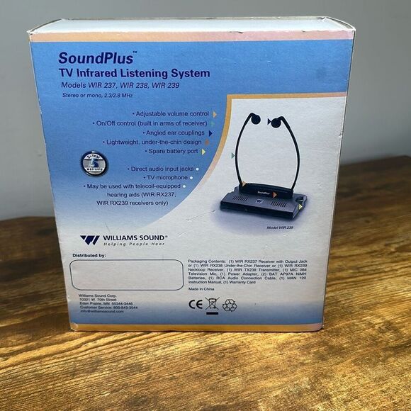 SoundPlus TV Infrared Listening System Williams Sound Model WIR RX238 - Picture 3 of 11